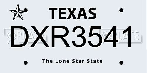DXR3541 Texas License Plate
