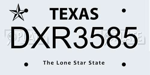 DXR3585 Texas License Plate