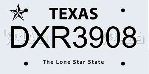 DXR3908 Texas License Plate
