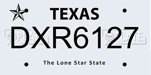 DXR6127 Texas License Plate