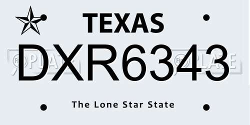 DXR6343 Texas License Plate