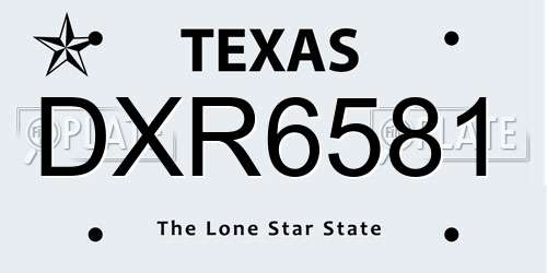 DXR6581 Texas License Plate