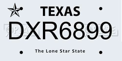 DXR6899 Texas License Plate