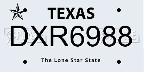 DXR6988 Texas License Plate