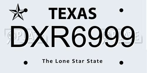 DXR6999 Texas License Plate