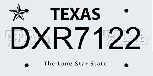 DXR7122 Texas License Plate