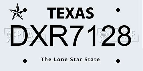 DXR7128 Texas License Plate