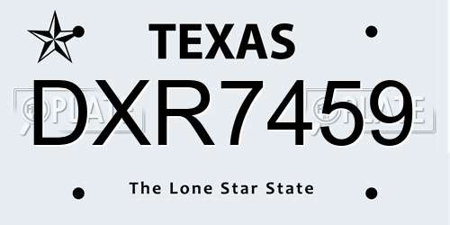 DXR7459 Texas License Plate