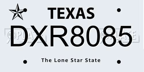 DXR8085 Texas License Plate