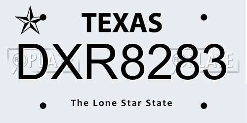 DXR8283 Texas License Plate