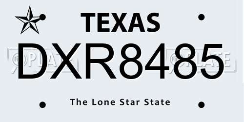 DXR8485 Texas License Plate