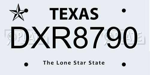 DXR8790 Texas License Plate