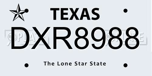 DXR8988 Texas License Plate