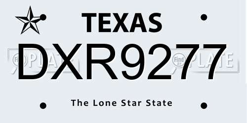 DXR9277 Texas License Plate