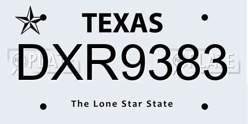 DXR9383 Texas License Plate