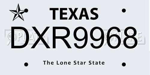 DXR9968 Texas License Plate