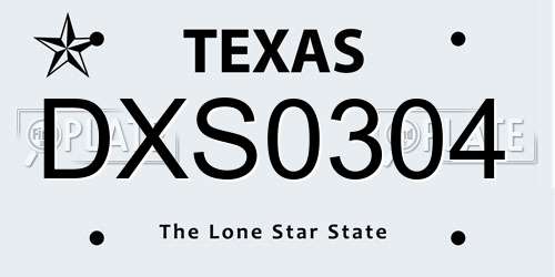 DXS0304 Texas License Plate