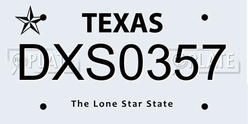 DXS0357 Texas License Plate