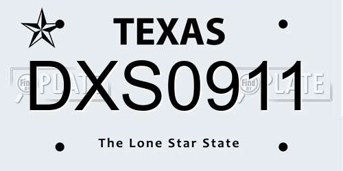 DXS0911 Texas License Plate