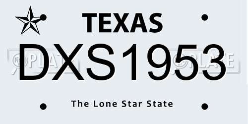 DXS1953 Texas License Plate