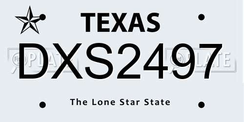 DXS2497 Texas License Plate