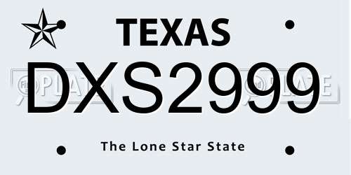 DXS2999 Texas License Plate