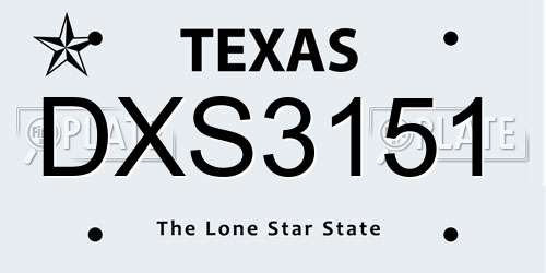 DXS3151 Texas License Plate