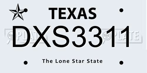 DXS3311 Texas License Plate