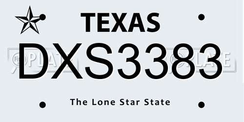 DXS3383 Texas License Plate
