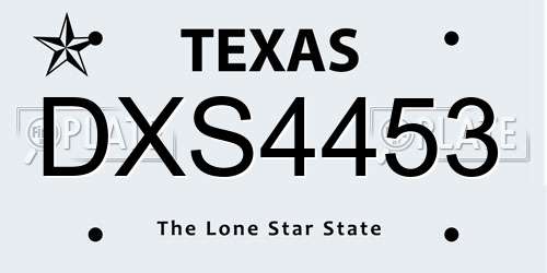 DXS4453 Texas License Plate