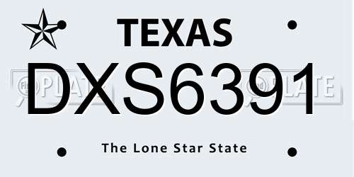 DXS6391 Texas License Plate