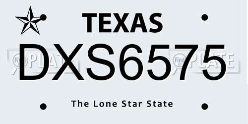 DXS6575 Texas License Plate