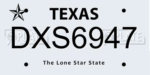 DXS6947 Texas License Plate