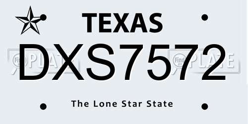 DXS7572 Texas License Plate