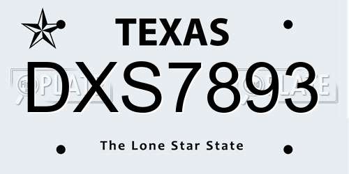 DXS7893 Texas License Plate