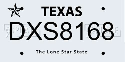 DXS8168 Texas License Plate