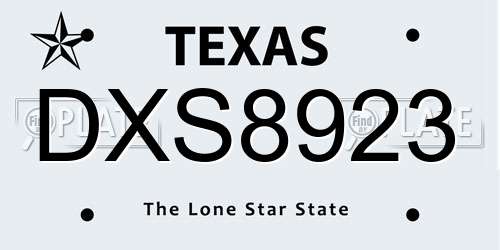DXS8923 Texas License Plate