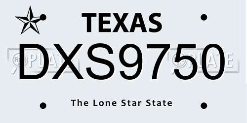 DXS9750 Texas License Plate