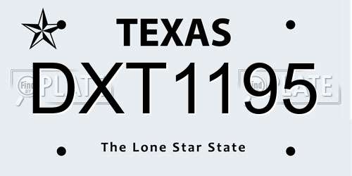 DXT1195 Texas License Plate