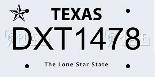 DXT1478 Texas License Plate