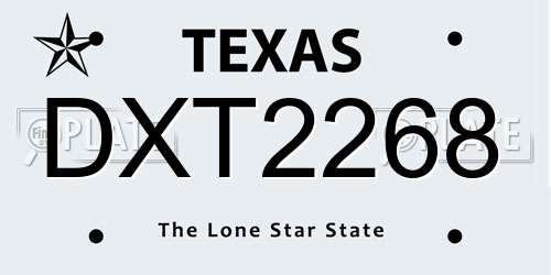 DXT2268 Texas License Plate