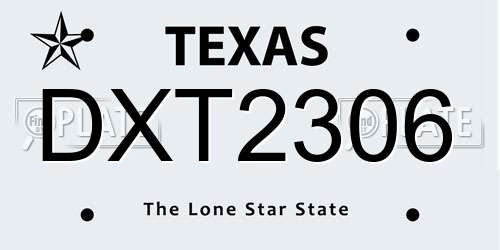 DXT2306 Texas License Plate