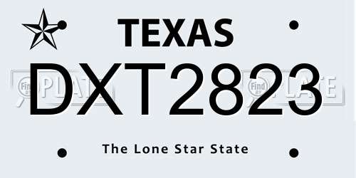DXT2823 Texas License Plate