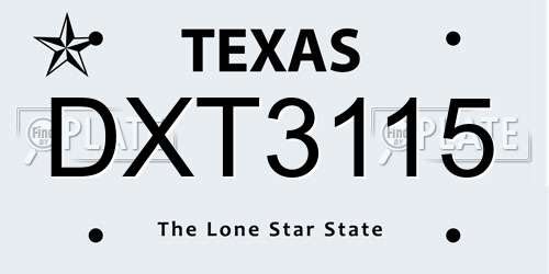 DXT3115 Texas License Plate