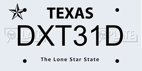 DXT31D Texas License Plate