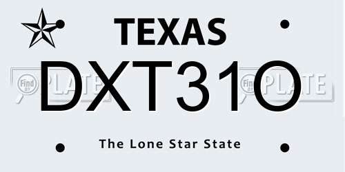 DXT31O Texas License Plate