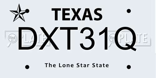 DXT31Q Texas License Plate