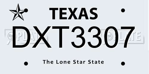 DXT3307 Texas License Plate