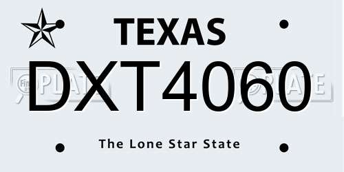 DXT4060 Texas License Plate