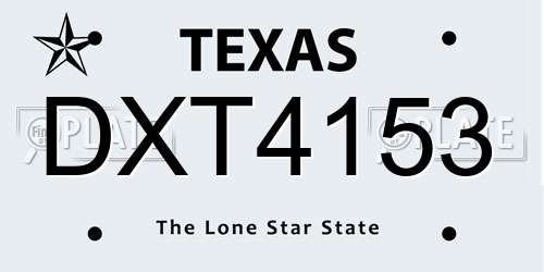 DXT4153 Texas License Plate
